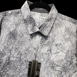 Caviar Dremes Shirt Mens 2XL (Slim Fit) Grey Paisley Button Up 100% Cotton NEW